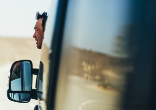 Quarantine in a camper. Jöran Steinsieck in isolation on the road. soon